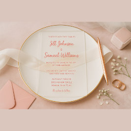 Invitaciones Acrílicas Moderno Boda de guión rosa mínimo
