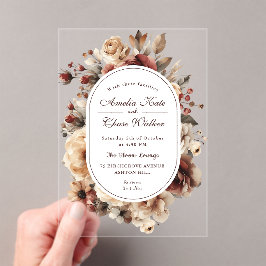 Invitaciones Acrílicas Moderno Boda de marco floral Boho