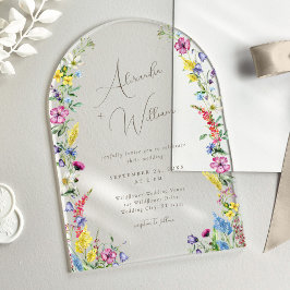 Invitaciones Acrílicas Moderno Boda del Arco de Flor Silvestre Boho