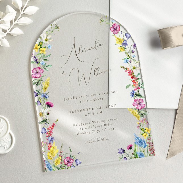 Invitaciones Acrílicas Moderno Boda del Arco de Flor Silvestre Boho (Subido por el creador)