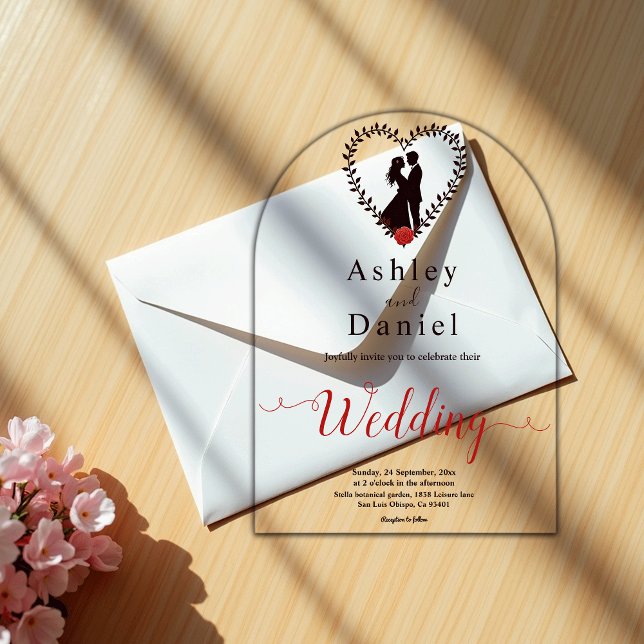 Invitaciones Acrílicas Moderno Boda Romántico Blanco Y Negro Sencillo (Subido por el creador)