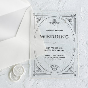 Invitaciones Acrílicas Moderno Deco Boda Elegante