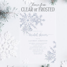 Invitaciones Acrílicas Moderno Dusty Blue Snowflake Winter Bridal Shower