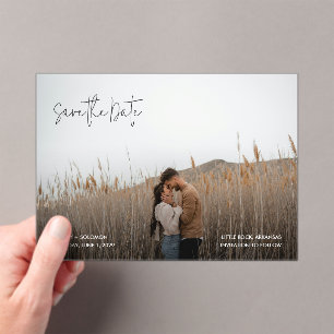 Invitaciones Acrílicas Moderno Elegante Foto Boda Guardar la Fecha