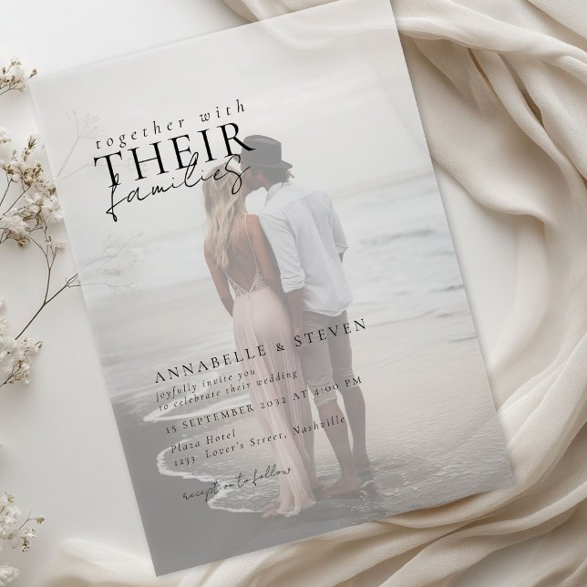 Invitaciones Acrílicas Moderno, mínimo, 1 foto, Boda (Modern, Minimal, 1 Photo, white filter layer, Wedding Acrylic Invitations)
