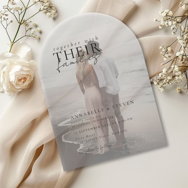 Invitaciones Acrílicas Moderno, mínimo, 1 foto, Boda (nvite your loved ones to your special day with this elegant, modern minimal photo acrylic transparen)