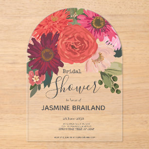 Invitaciones Acrílicas Moderno otoño floral Bouquet Bridal Shower