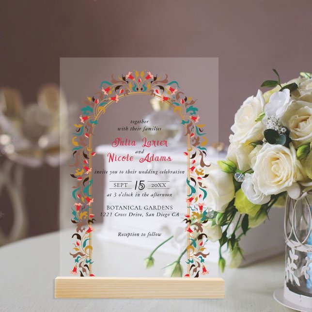 Invitaciones Acrílicas Moderno Romántico Elegante Boda Floral de Wreath (Subido por el creador)