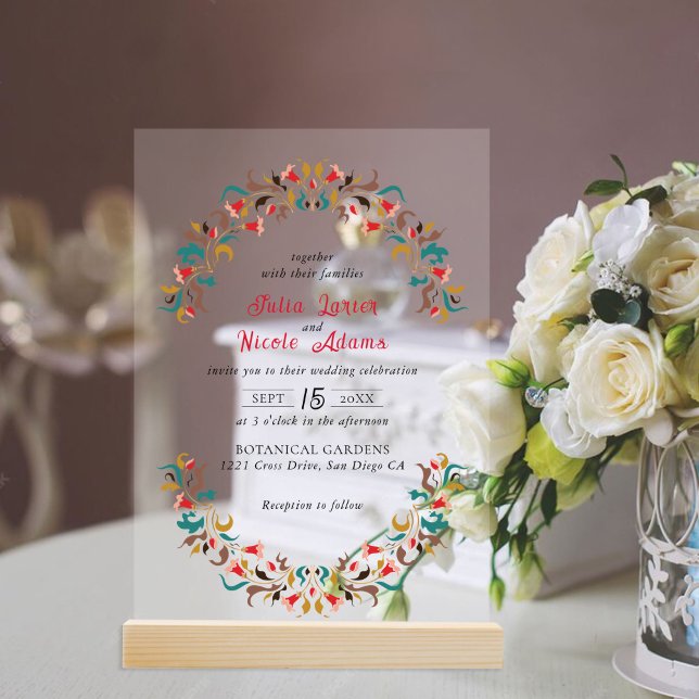 Invitaciones Acrílicas Moderno Romántico Elegante Boda Floral de Wreath (Subido por el creador)