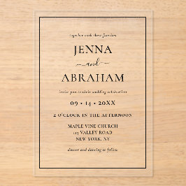 Invitaciones Acrílicas Moderno Rústico Minimal Elegante
