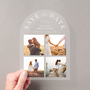 Invitaciones Acrílicas Moderno Simple 4 Foto Arco Guardar la Fecha