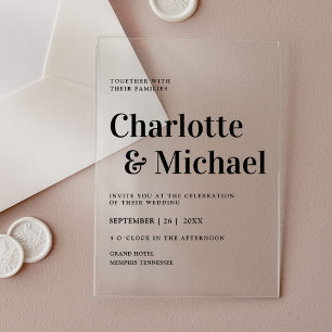 Invitaciones Acrílicas Moderno, simple, elegante
