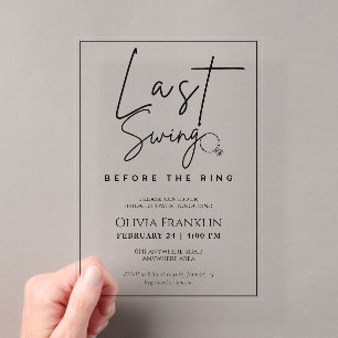 Invitaciones Acrílicas Moderno último swing antes de la ducha de novia en