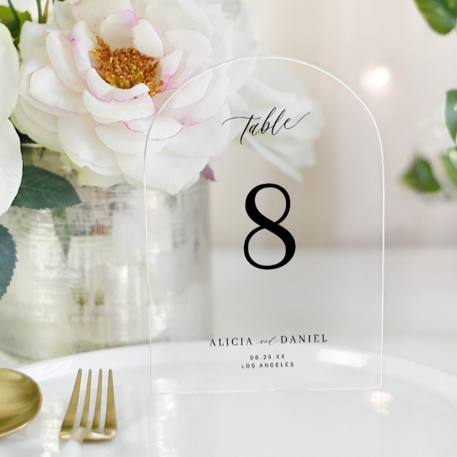 Invitaciones Acrílicas Moderno y elegante boda de escritura negra simple (Subido por el creador)