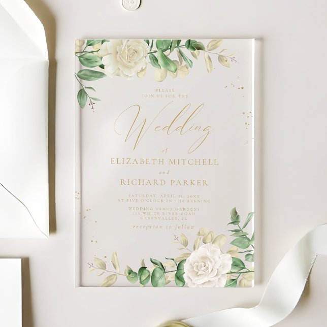 Invitaciones Acrílicas Moderno y elegante Boda de la vegetación floral (Subido por el creador)