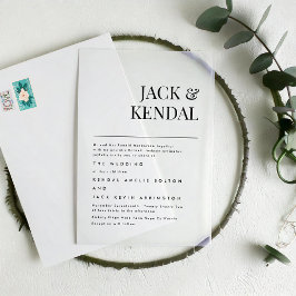 Invitaciones Acrílicas Moderno y elegante | Boda de nombres modificables