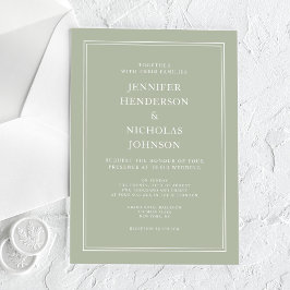 Invitaciones Acrílicas Moderno y elegante Boda formal Sage Green