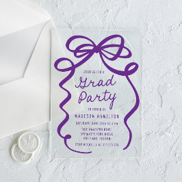 Invitaciones Acrílicas Moderno y elegante Partido de Graduación Morado Bo