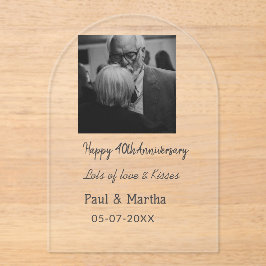 Invitaciones Acrílicas Moderno y feliz 40º aniversario añadir foto de fec