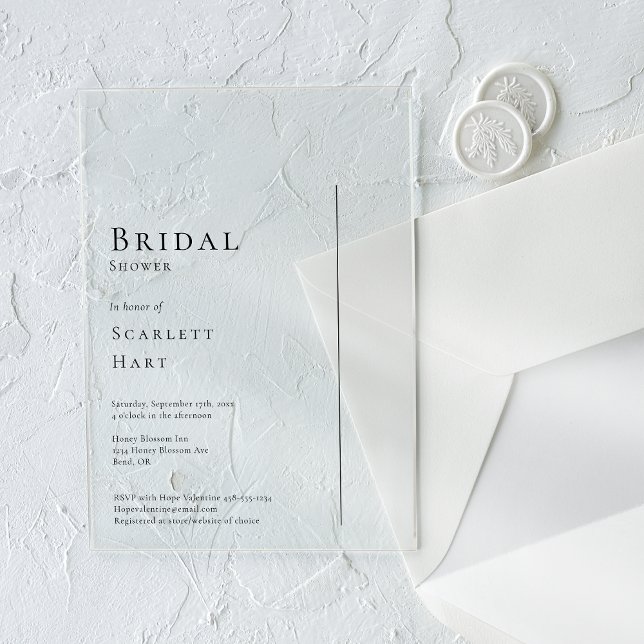 Invitaciones Acrílicas Moderno y sencillo Boda con ducha de novia (Subido por el creador)