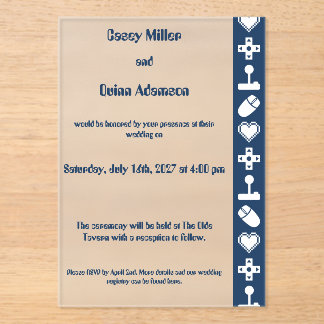 Invitaciones Acrílicas Modo Multijugador en Boda de Acrílico de Marina