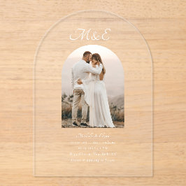 Invitaciones Acrílicas Monogram Romantic Arch Photo Elegant Wedding