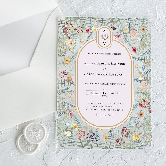 Invitaciones Acrílicas Monograma Boda de lavanda de flores silvestres de  (Subido por el creador)