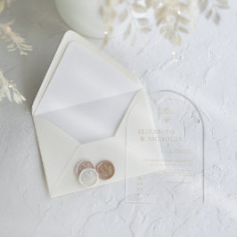 Invitaciones Acrílicas Monograma de cosecha | Ornate Boho Boda