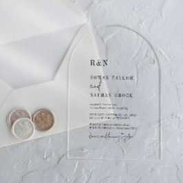 Invitaciones Acrílicas Monograma de Moda moderna Boda Rústico de arco sim