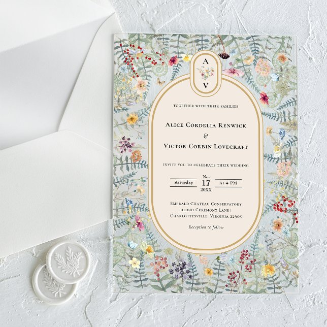 Invitaciones Acrílicas Monograma del Boda inventivo Fern Beige (Subido por el creador)