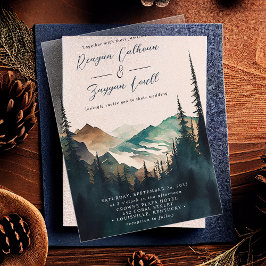 Invitaciones Acrílicas Montañas de Acuarela Bosque de Pinos Guion Boda