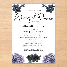 Invitaciones Acrílicas Moody Black Rose Classic Wedding Rehearsal Dinner