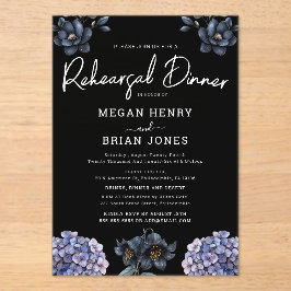 Invitaciones Acrílicas Moody Black Rose Classic Wedding Rehearsal Dinner