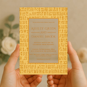 Invitaciones Acrílicas Motivos Jeroglíficos del Antiguo Egipto Boda Egipc