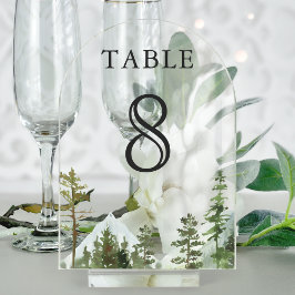 Invitaciones Acrílicas Mountain Forest Trees Wedding Acrylic Table Number