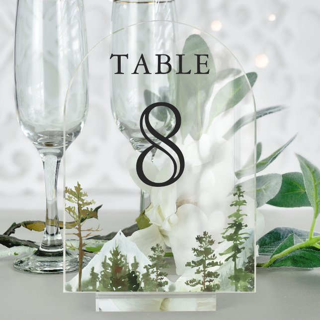 Invitaciones Acrílicas Mountain Forest Trees Wedding Acrylic Table Number (Subido por el creador)