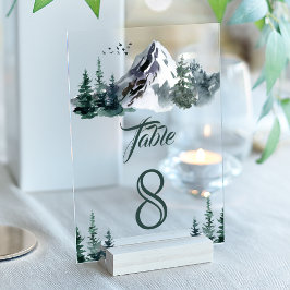 Invitaciones Acrílicas Mountain Winter Wedding Acrylic Table Number