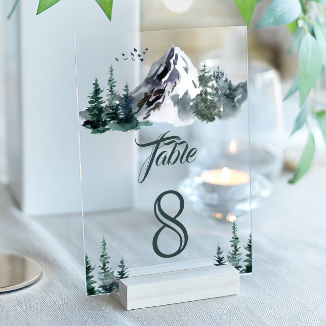 Invitaciones Acrílicas Mountain Winter Wedding Acrylic Table Number (Subido por el creador)