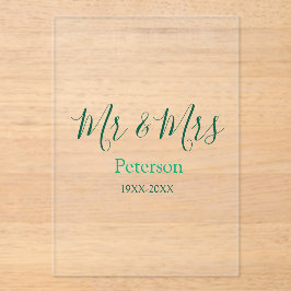 Invitaciones Acrílicas Mr & Mrs last name married year wedding engagement
