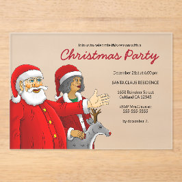 Invitaciones Acrílicas Mrs. Santa and Santa's Christmas Party