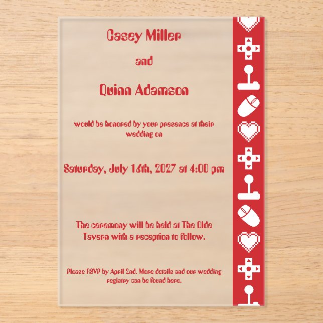 Invitaciones Acrílicas Multiplayer Mode in Cherry Acrylic Wedding  (Anverso)