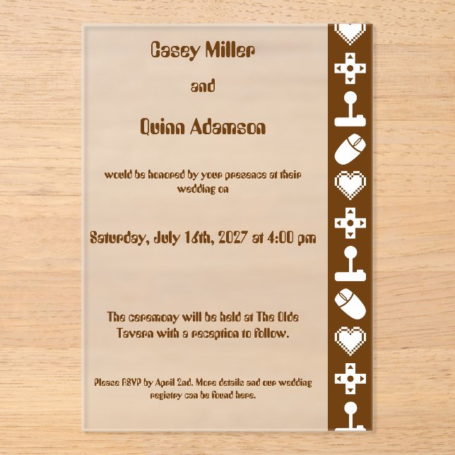 Invitaciones Acrílicas Multiplayer Mode in Chocolate Acrylic Wedding  (Anverso)