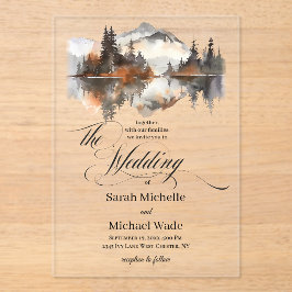 Invitaciones Acrílicas Mystic Autumn Calligraphy Wedding Invitation