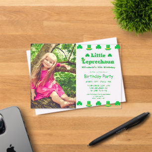 Invitaciones Acrílicas Nacimiento de los niños de Little Leprechaun