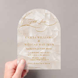 Invitaciones Acrílicas Nada Elegante Beige Boda