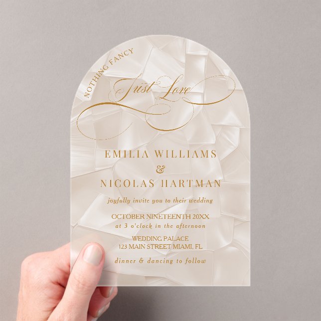 Invitaciones Acrílicas Nada Elegante Beige Boda (Insitu (portátil))