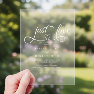 Invitaciones Acrílicas Nada Elegante Solo Amor Escritura Corazón Boda