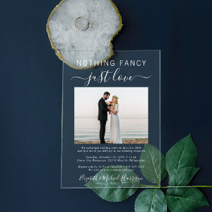 Invitaciones Acrílicas Nada Elegante Solo Amor Foto Boda Recepción