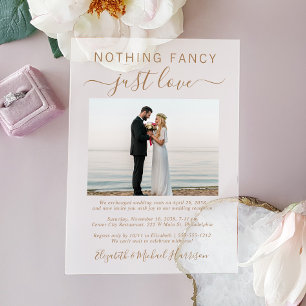 Invitaciones Acrílicas Nada Elegante Solo Amor Foto Recepción de Boda