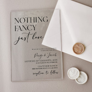 Invitaciones Acrílicas Nada Elegante Solo Amor Minimalista Casual Boda